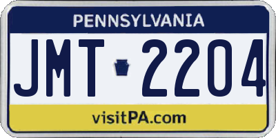 PA license plate JMT2204