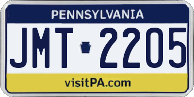 PA license plate JMT2205