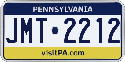 PA license plate JMT2212