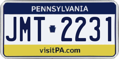 PA license plate JMT2231