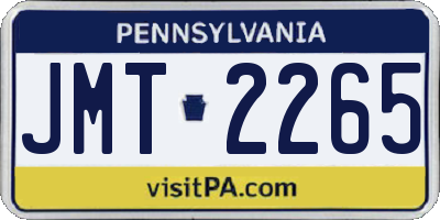PA license plate JMT2265
