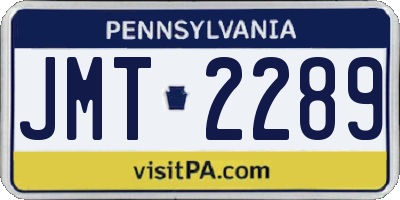 PA license plate JMT2289