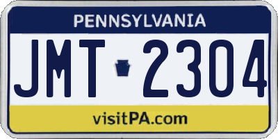 PA license plate JMT2304