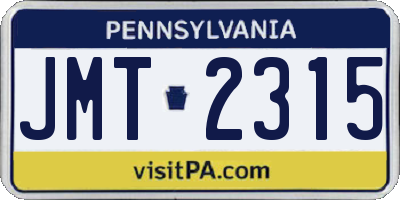 PA license plate JMT2315