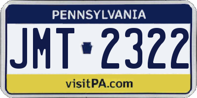 PA license plate JMT2322