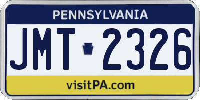 PA license plate JMT2326
