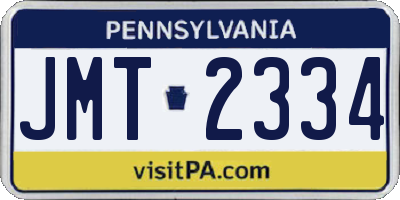 PA license plate JMT2334