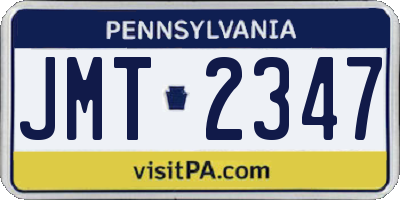 PA license plate JMT2347