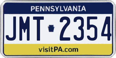 PA license plate JMT2354