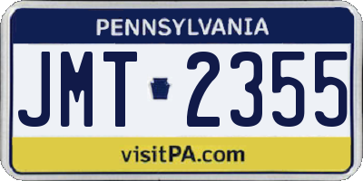 PA license plate JMT2355