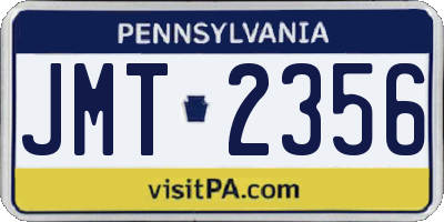 PA license plate JMT2356