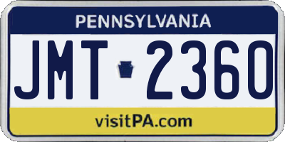 PA license plate JMT2360