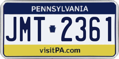 PA license plate JMT2361