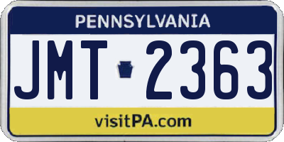 PA license plate JMT2363