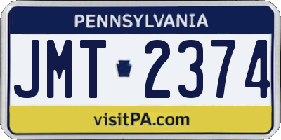 PA license plate JMT2374