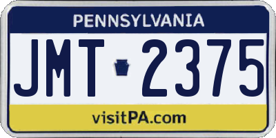 PA license plate JMT2375