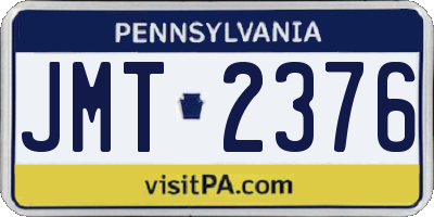PA license plate JMT2376