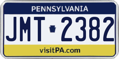 PA license plate JMT2382