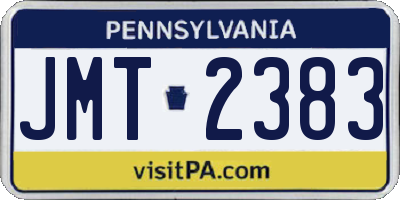 PA license plate JMT2383