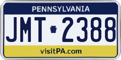 PA license plate JMT2388
