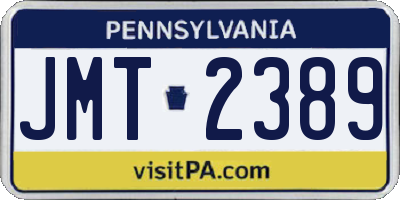 PA license plate JMT2389