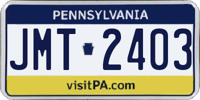 PA license plate JMT2403