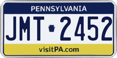 PA license plate JMT2452