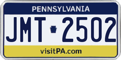 PA license plate JMT2502