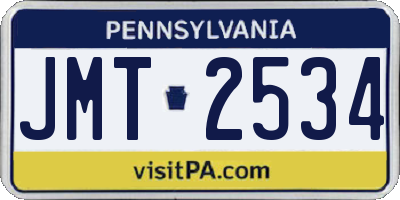 PA license plate JMT2534