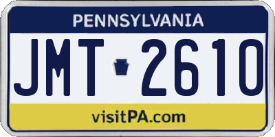 PA license plate JMT2610