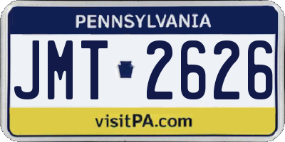 PA license plate JMT2626