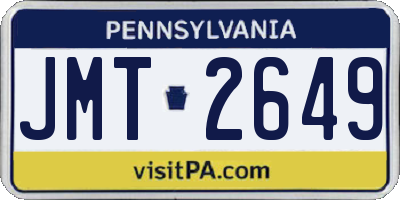 PA license plate JMT2649