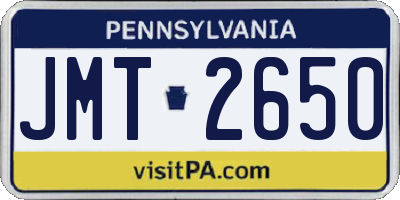 PA license plate JMT2650