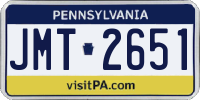 PA license plate JMT2651