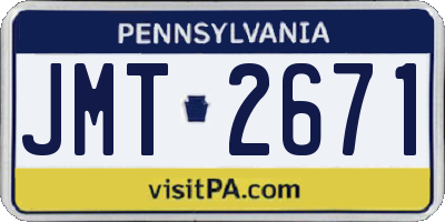 PA license plate JMT2671