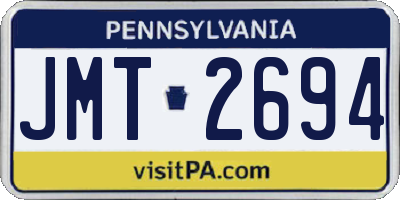 PA license plate JMT2694