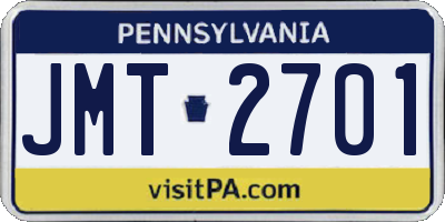 PA license plate JMT2701