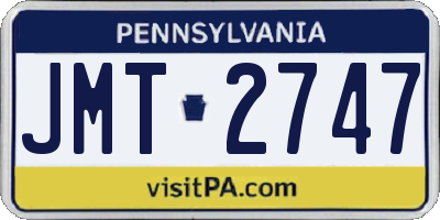 PA license plate JMT2747