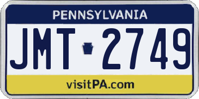 PA license plate JMT2749