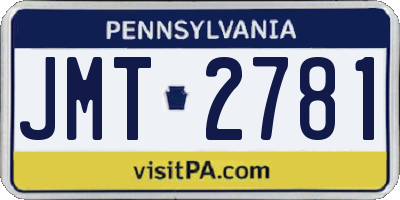 PA license plate JMT2781