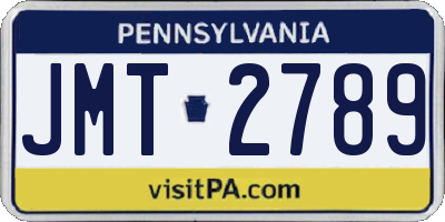 PA license plate JMT2789