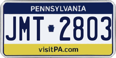 PA license plate JMT2803