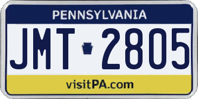PA license plate JMT2805