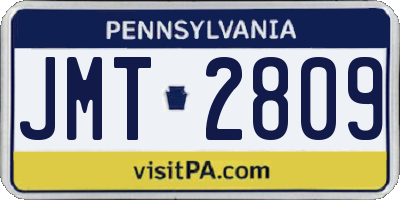 PA license plate JMT2809