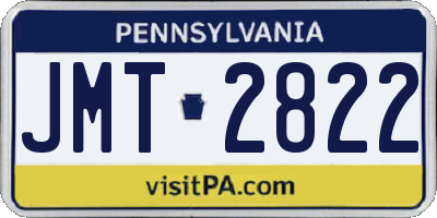 PA license plate JMT2822