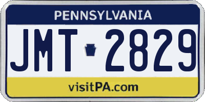 PA license plate JMT2829