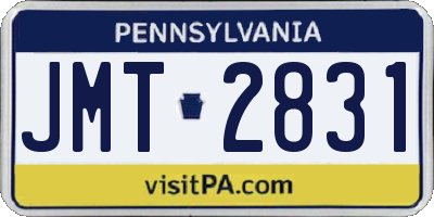 PA license plate JMT2831