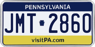 PA license plate JMT2860