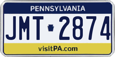 PA license plate JMT2874