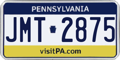 PA license plate JMT2875